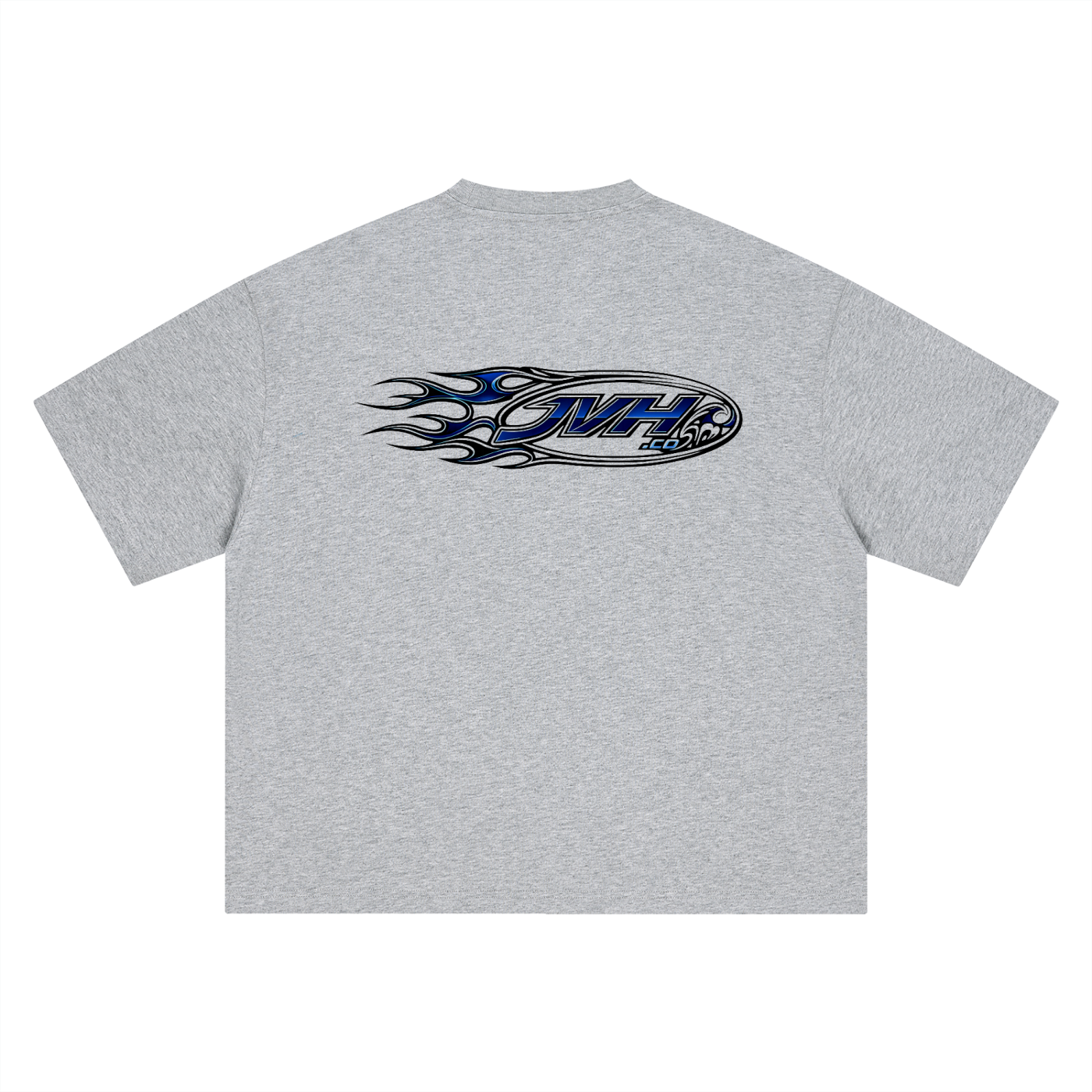 JVH.CO Boxy Oversized Flame Logo T-Shirt (BLUE)