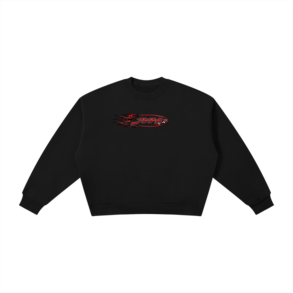 JVH.CO Boxy Fleece Crewneck Sweatshirt (RED)