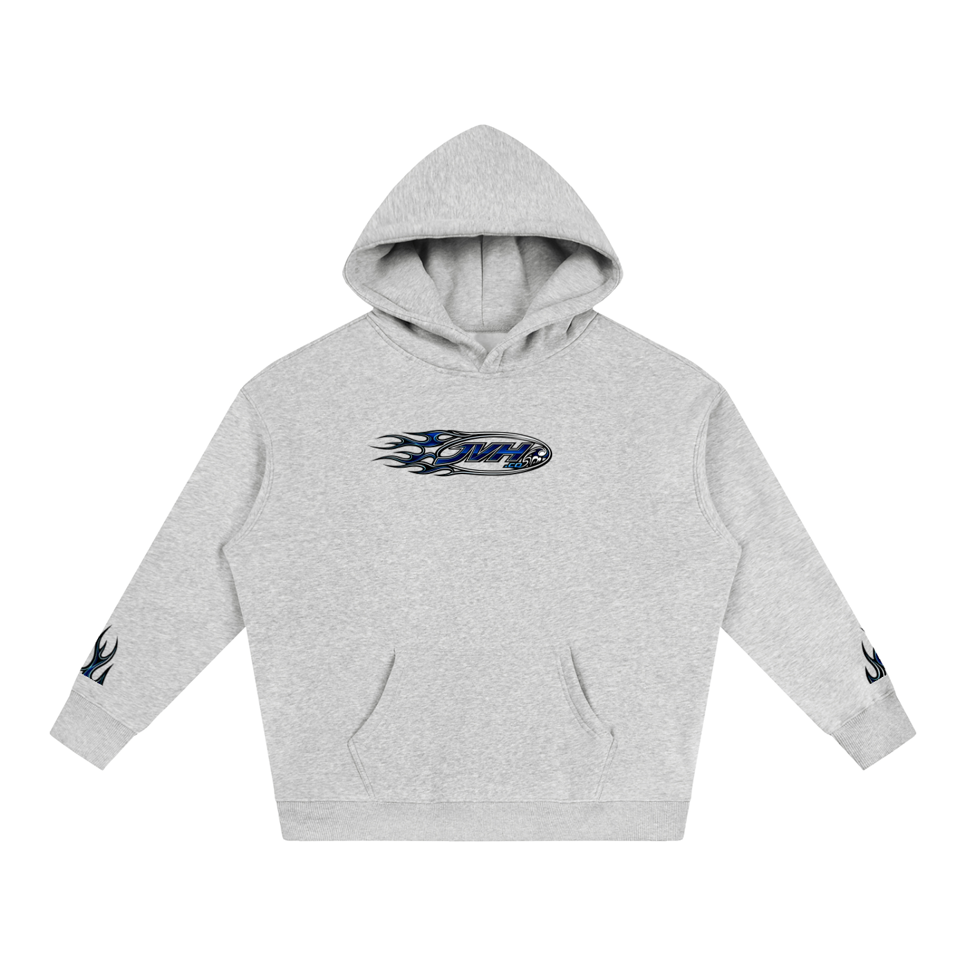 JVH.CO Oversize Fleeced Flame Logo Hoodie (BLUE)