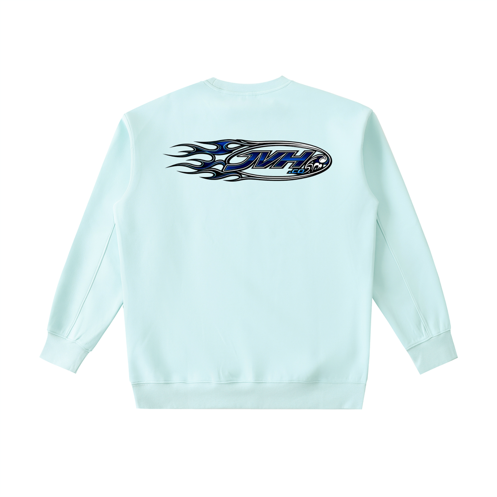 JVH.CO FLAME LOGO Essential Heavyweight Crewneck Sweatshirt (BLUE)