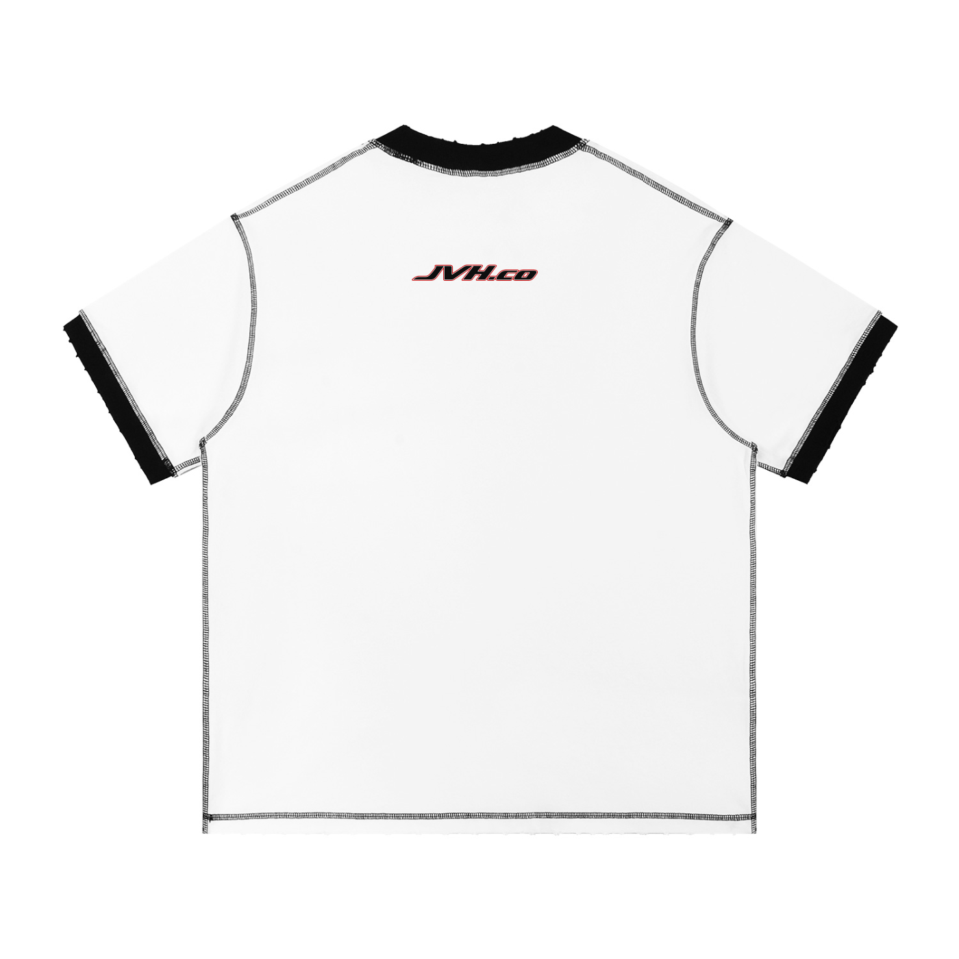 JVH.CO Contrast-Stitched Cotton T-Shirt (RED, WHITE)