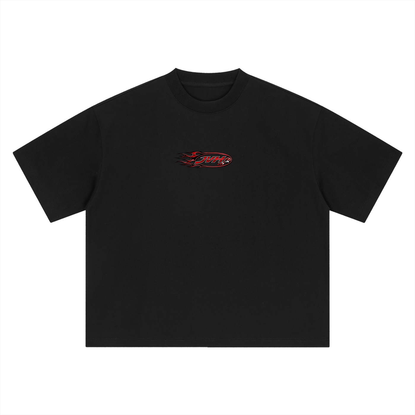 JVH.CO Boxy Oversized Flame Logo T-Shirt (RED)