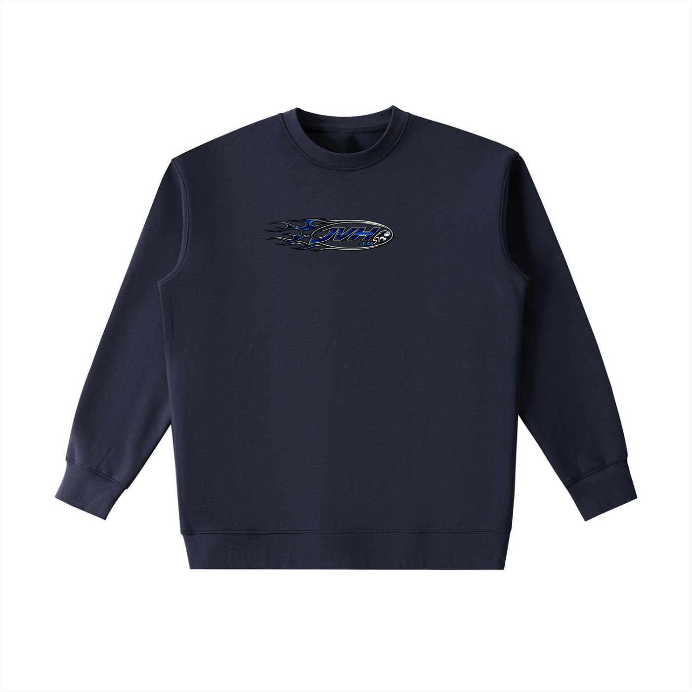 JVH.CO FLAME LOGO Essential Heavyweight Crewneck Sweatshirt (BLUE)