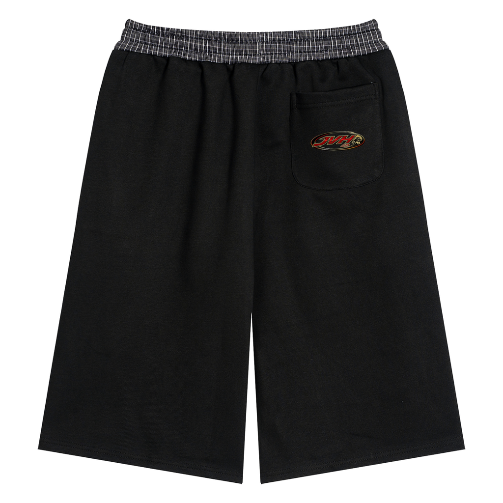 JVH.CO Plaid Waistband Shorts (Black, Red)