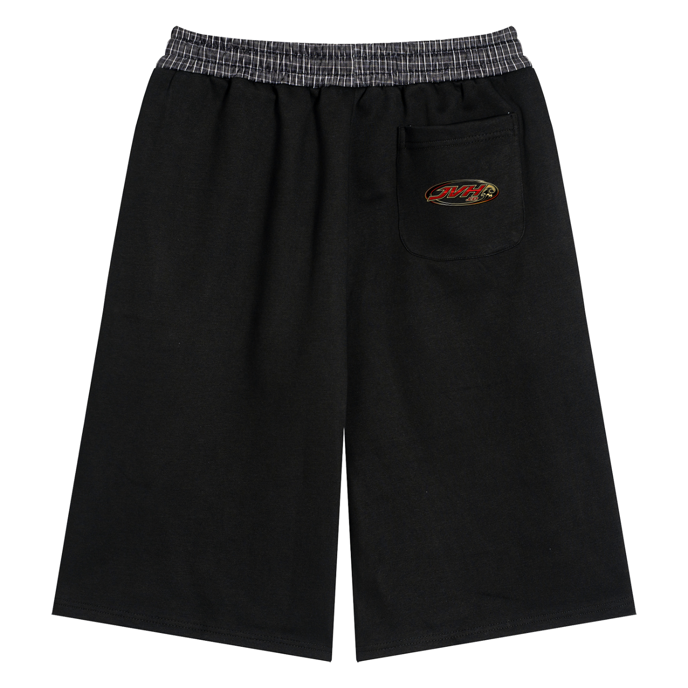 JVH.CO Plaid Waistband Shorts (Black, Red)