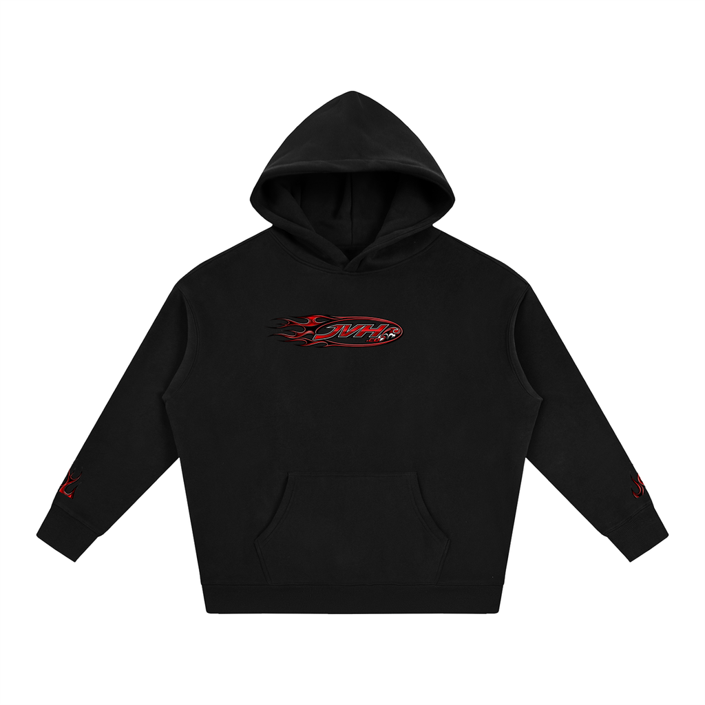 JVH.CO Oversize Fleeced Flame Logo Hoodie (RED PRINT)