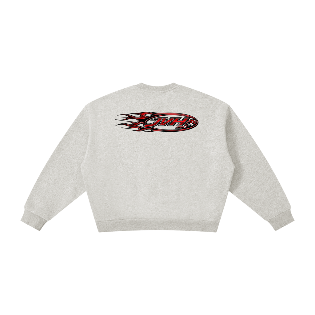 JVH.CO Boxy Fleece Crewneck Sweatshirt (RED)