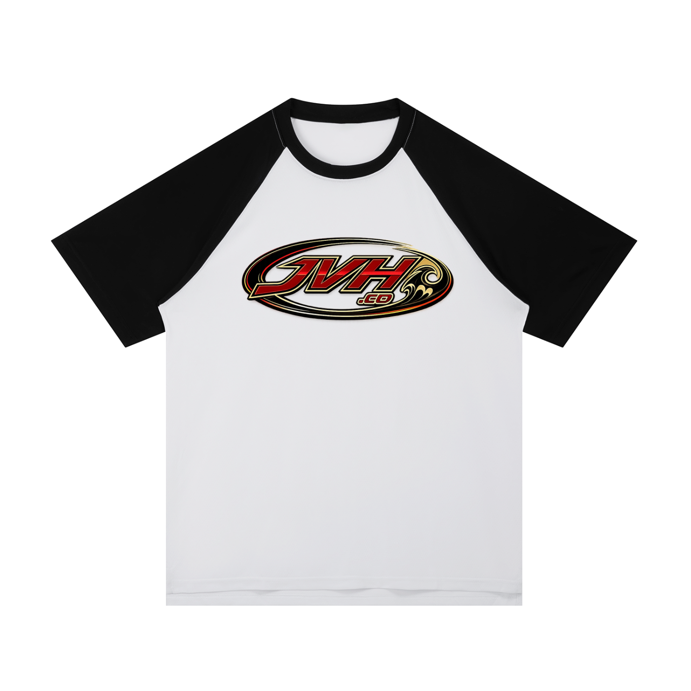 JVH.CO Contrast Raglan Sleeve Mesh T-Shirt (RED, WHITE)