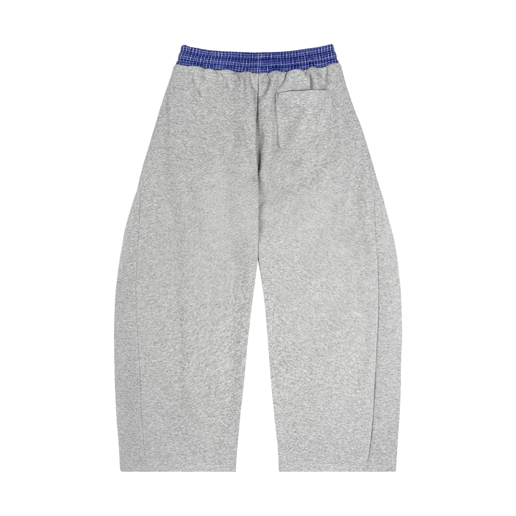 JVH.CO Plaid Waistband Barrel Sweatpants (GREY, BLUE)