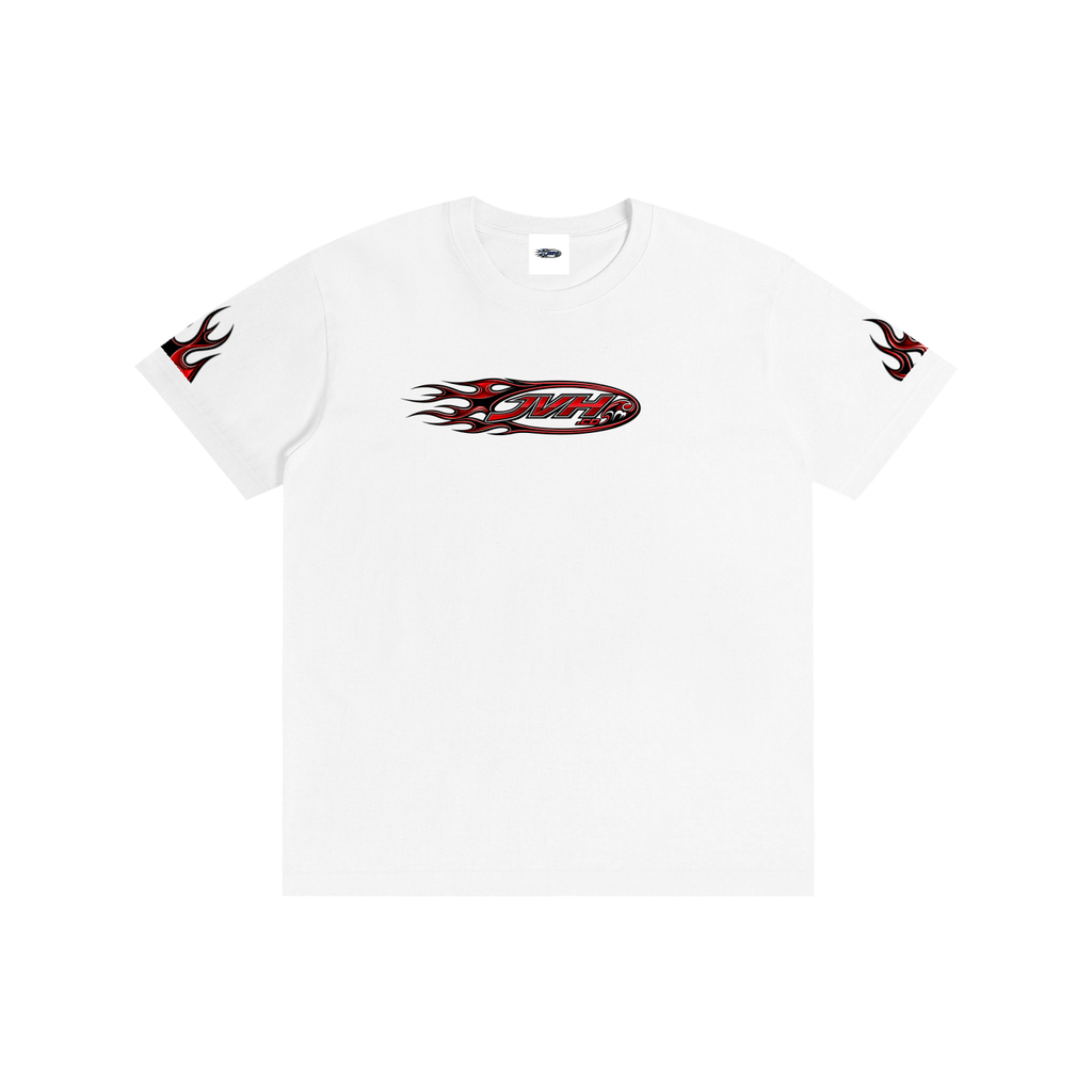 JVH.co Flame Logo Fire sleeves Pure Cotton Unisex T-Shirt (red)