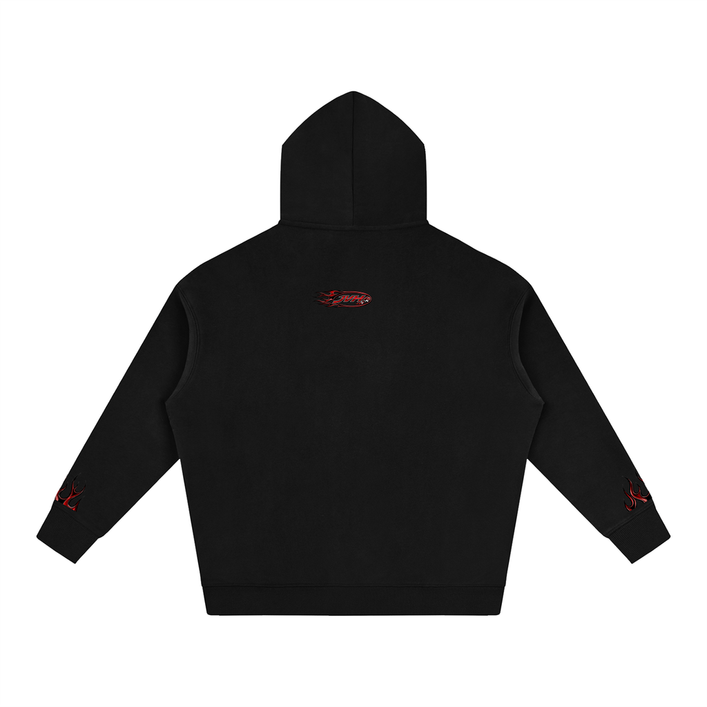 JVH.CO Oversize Fleeced Flame Logo Hoodie (RED PRINT)