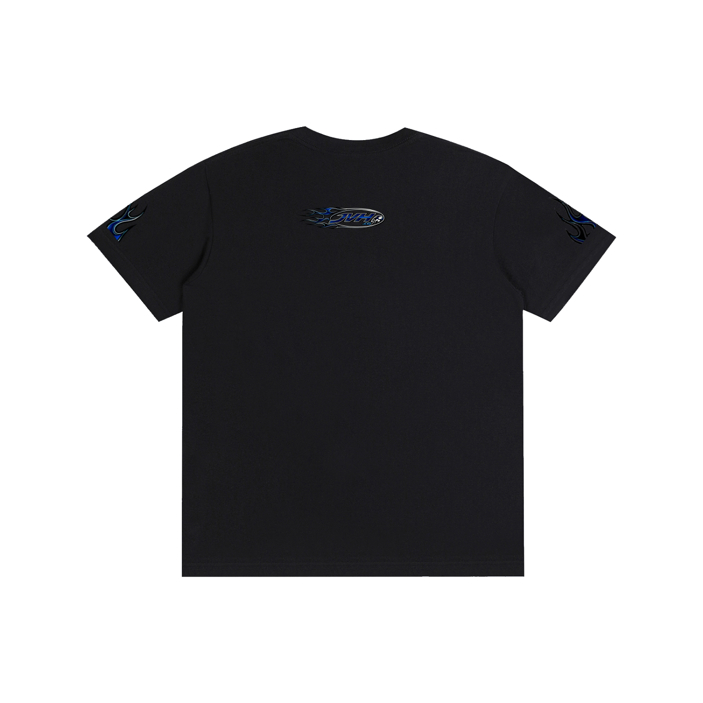JVH.CO Flame logo fire sleeves Pure Cotton Unisex T-Shirt (Blue)