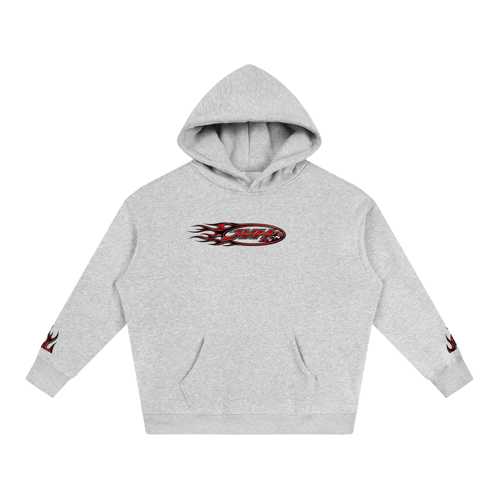 JVH.CO Oversize Fleeced Flame Logo Hoodie (RED PRINT)
