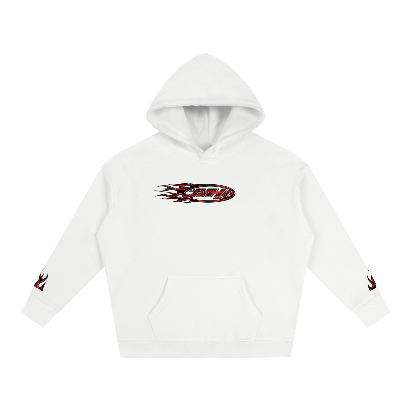 JVH.CO Oversize Fleeced Flame Logo Hoodie (RED PRINT)