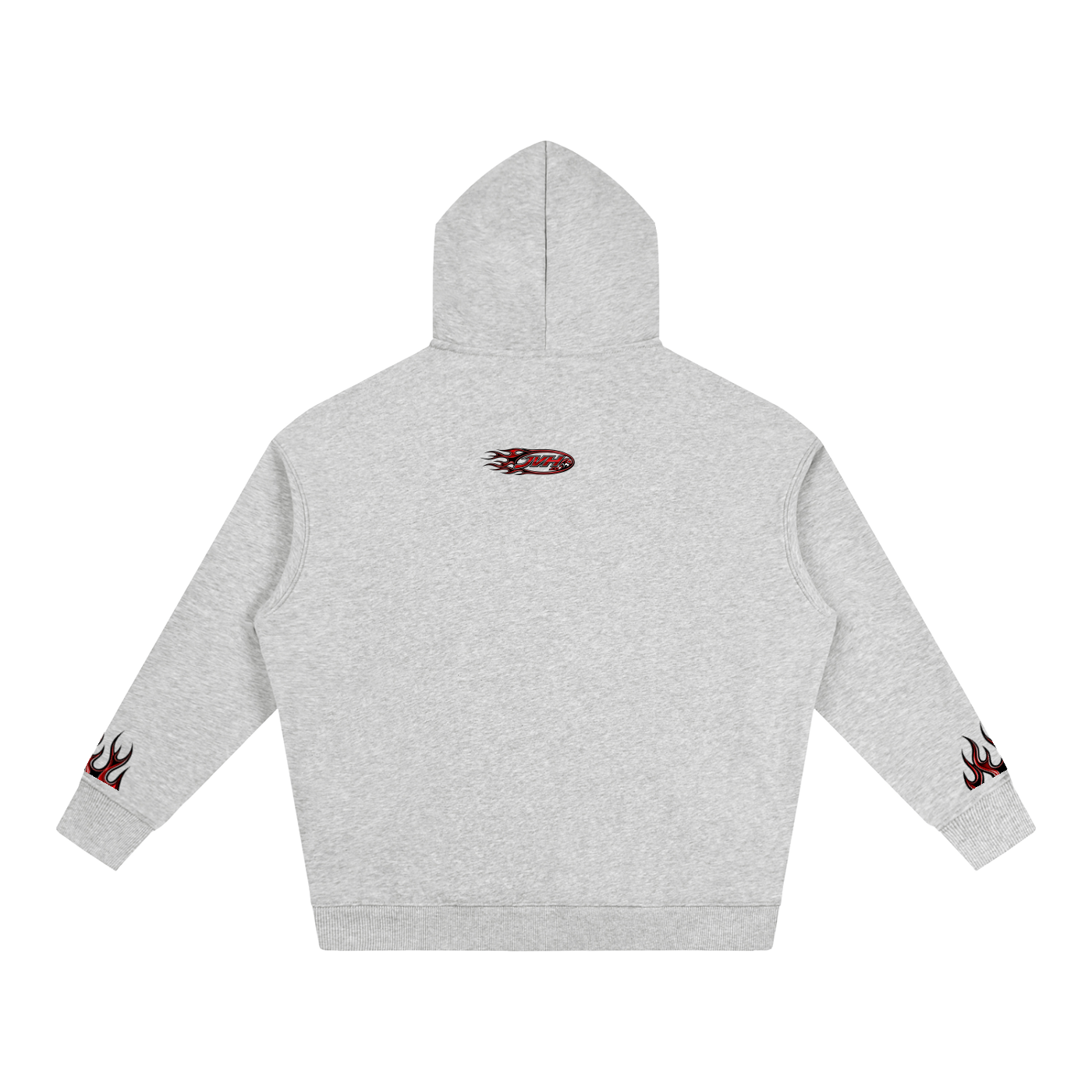JVH.CO Oversize Fleeced Flame Logo Hoodie (RED PRINT)