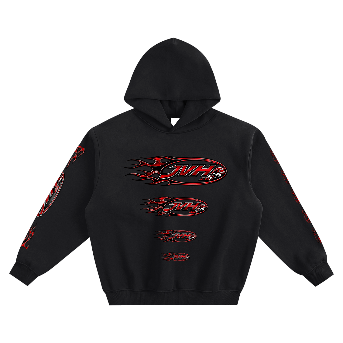 JVH.CO EXTREME FLAME LOGO Fleeced Boxy Hoodie