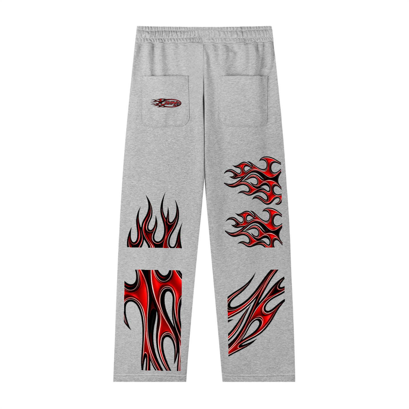 JVH.CO Summer Straight-Leg Extended Extreme Flame Logos Sweatpants (RED)
