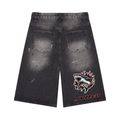 JVH.CO SHArk SERies  Men’s Vintage Wash Wide Leg Denim Shorts