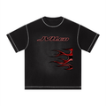 JVH.CO Giant flame  Sunfade Waffle Boxy T-Shirt