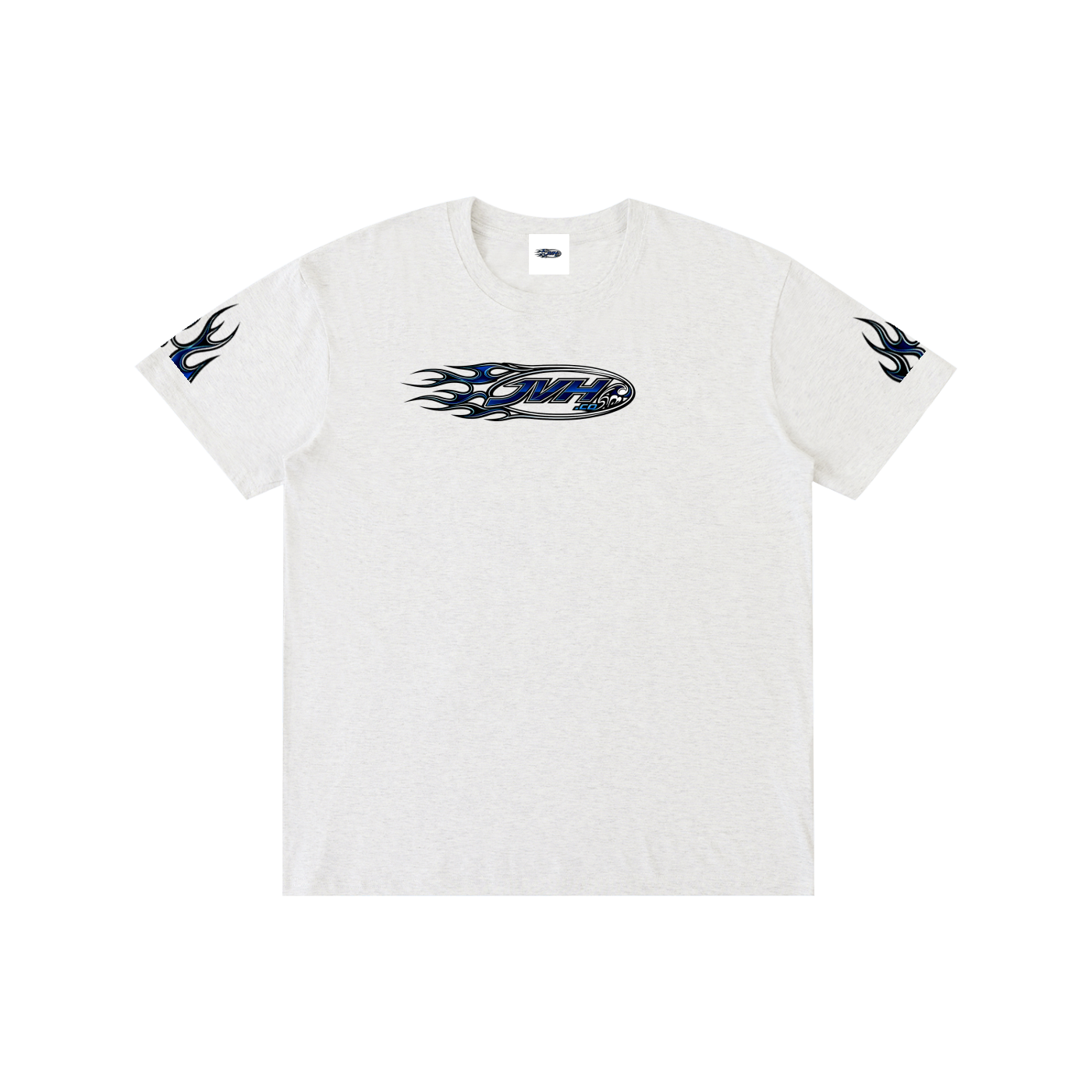JVH.CO Flame logo fire sleeves Pure Cotton Unisex T-Shirt (Blue)