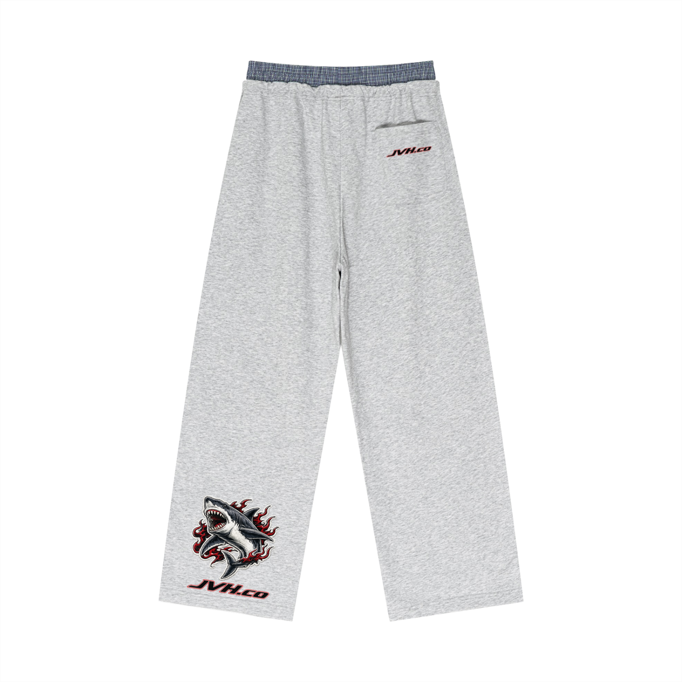 JVH.CO SHARK SERIES Plaid Contrast Waist Pants
