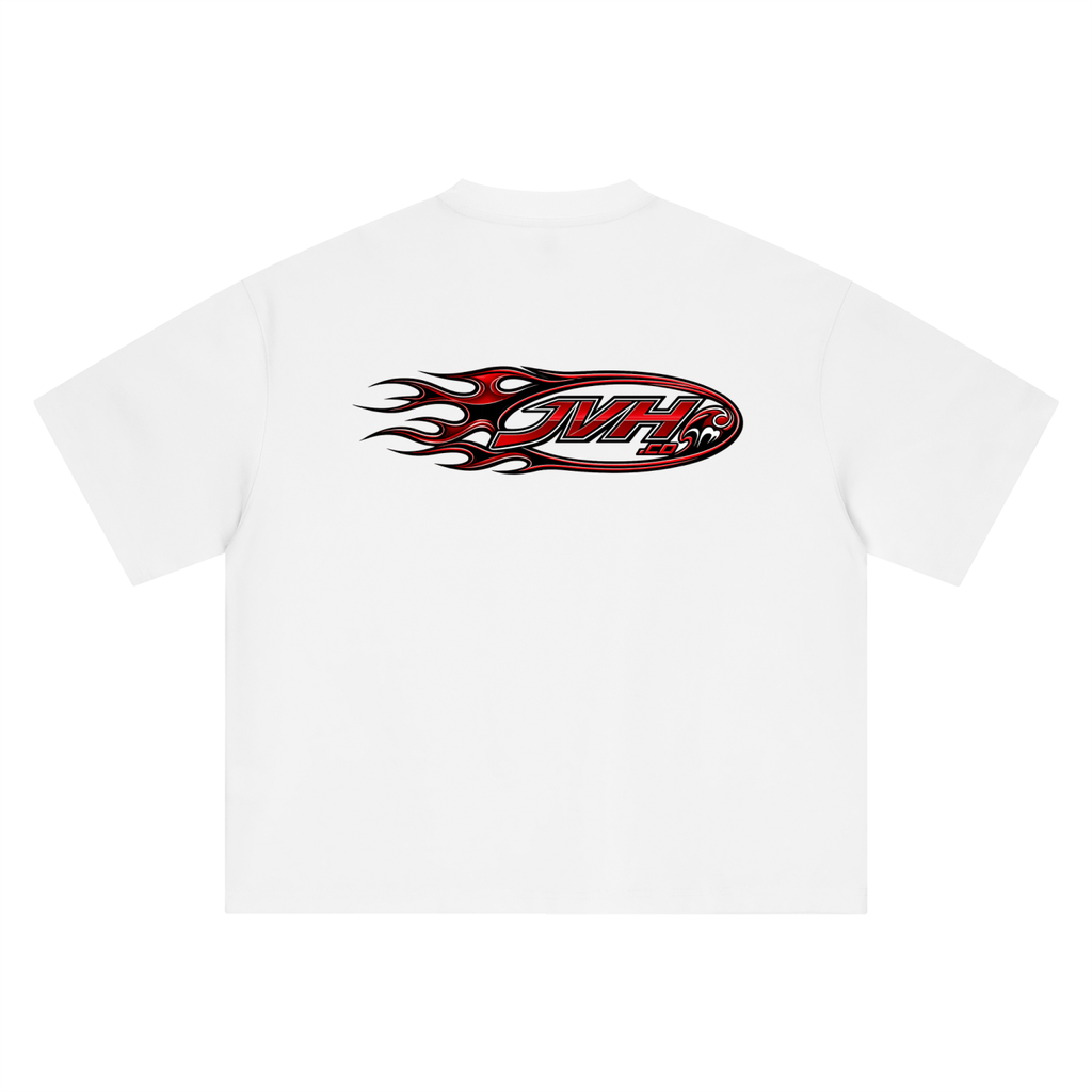 JVH.CO Boxy Oversized Flame Logo T-Shirt (RED)
