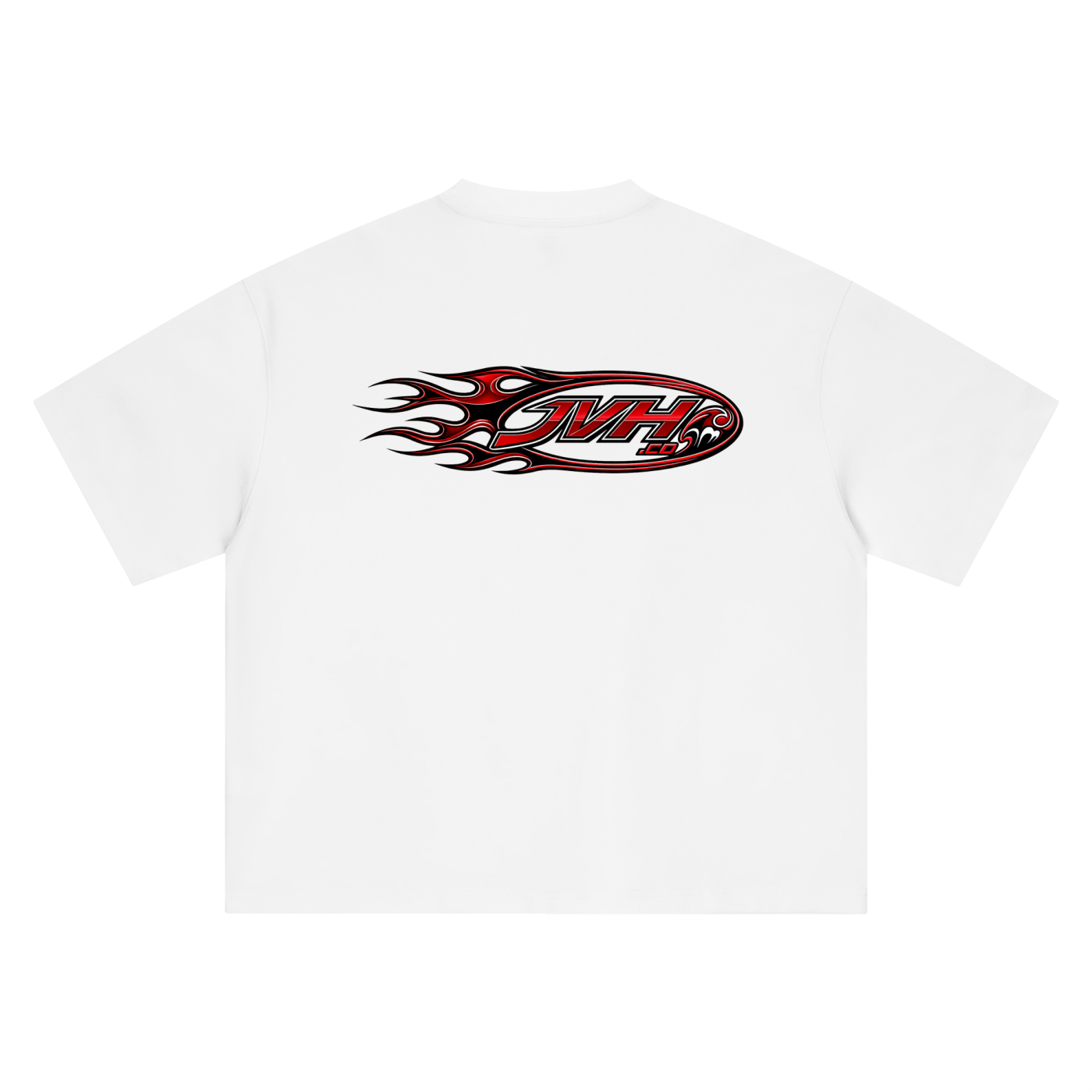 JVH.CO Boxy Oversized Flame Logo T-Shirt (RED)