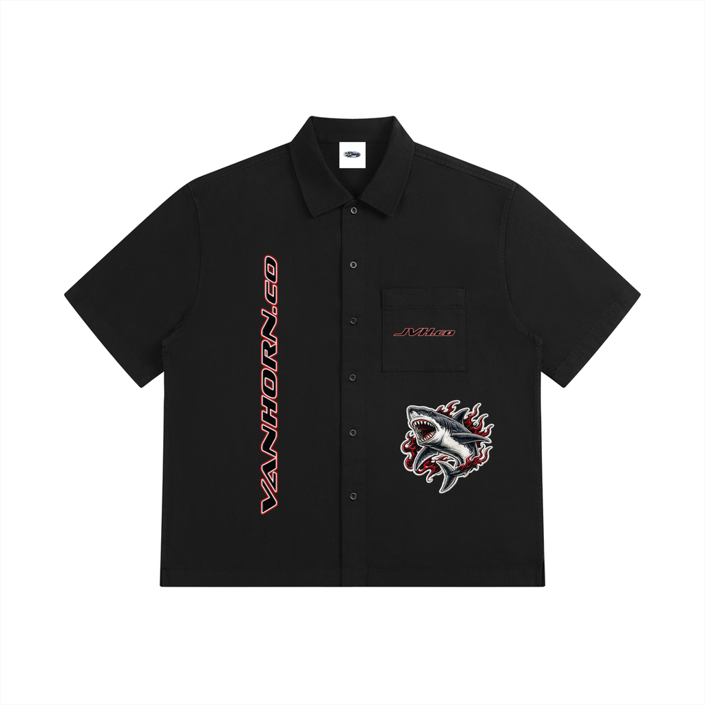 JVH.CO SHARK SERIES Unisex Boxy Patch Pocket Beach Shirt