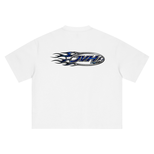 JVH.CO Boxy Oversized Flame Logo T-Shirt (BLUE)