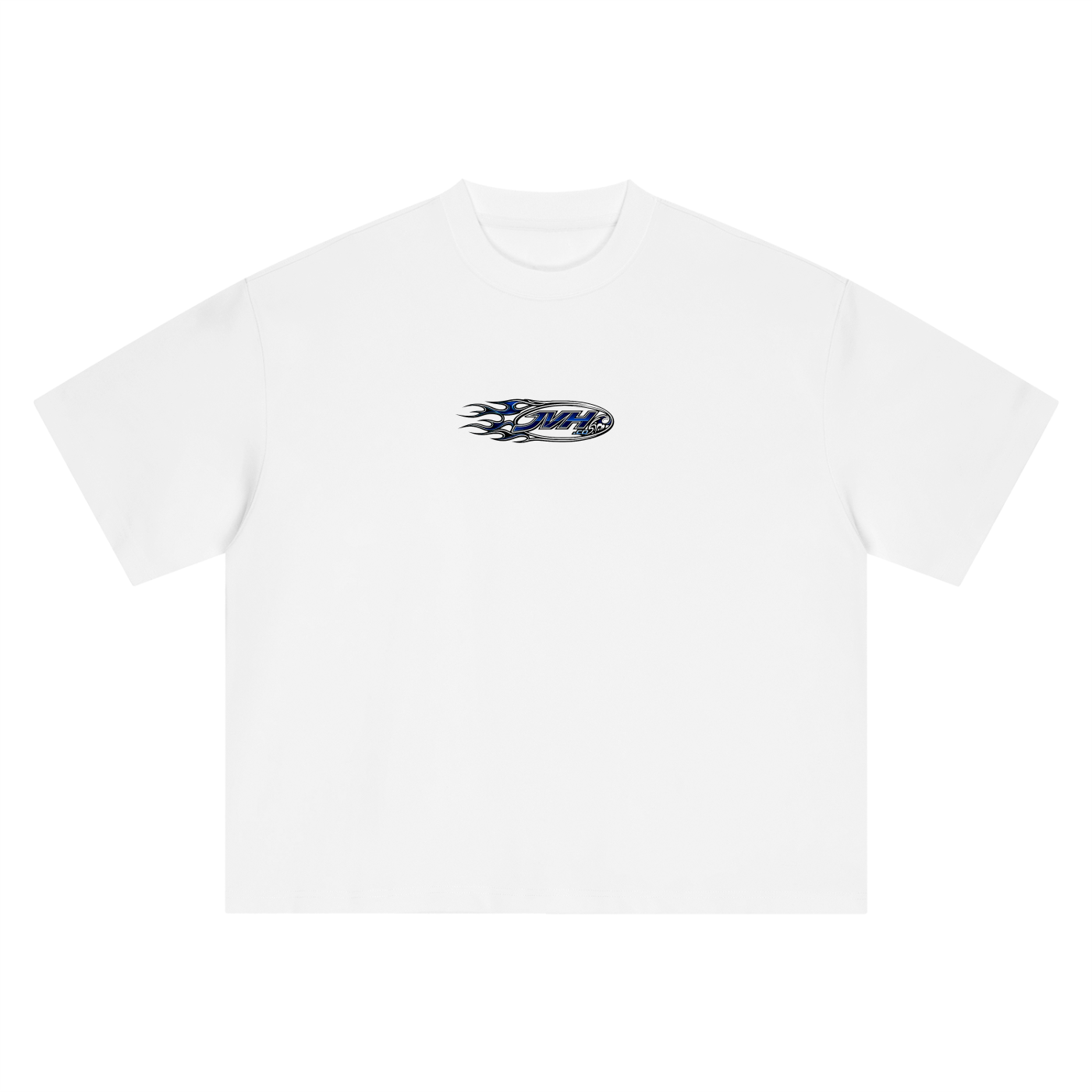JVH.CO Boxy Oversized Flame Logo T-Shirt (BLUE)