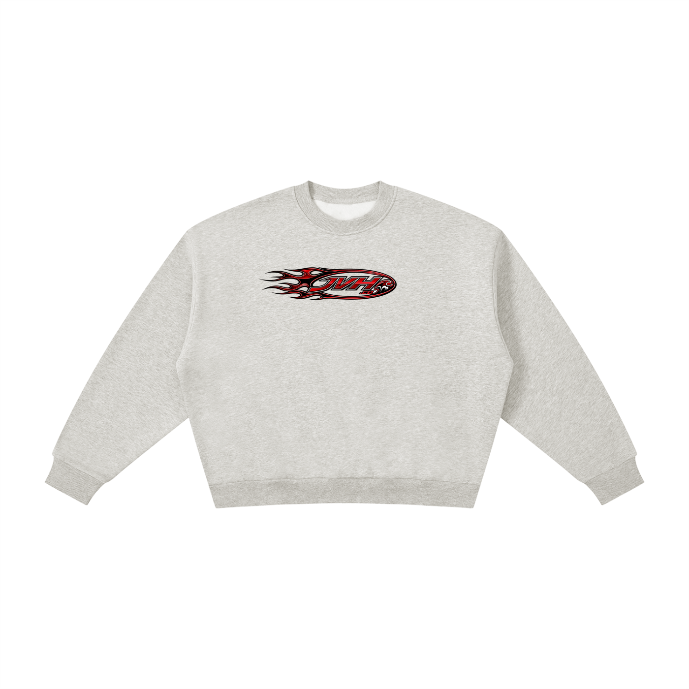 JVH.CO Boxy Fleece Crewneck Sweatshirt (RED)