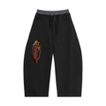 JVH.CO Plaid Waistband Barrel Sweatpants (BLACK, RED)