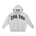 JVH.CO Oversized Fleece Boxy Beach Flames Zip Up Hoodie