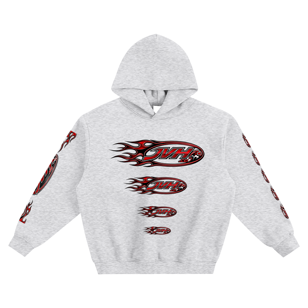 JVH.CO EXTREME FLAME LOGO Fleeced Boxy Hoodie