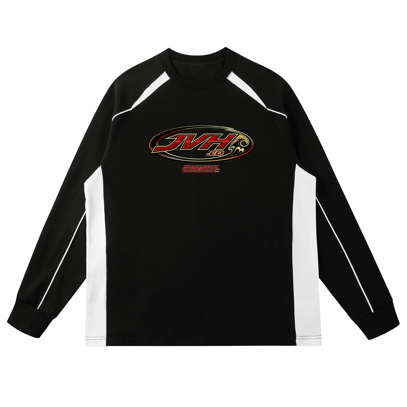 JVH.CO Contrast Panel Raglan Sweatshirt (RED , BLACK)