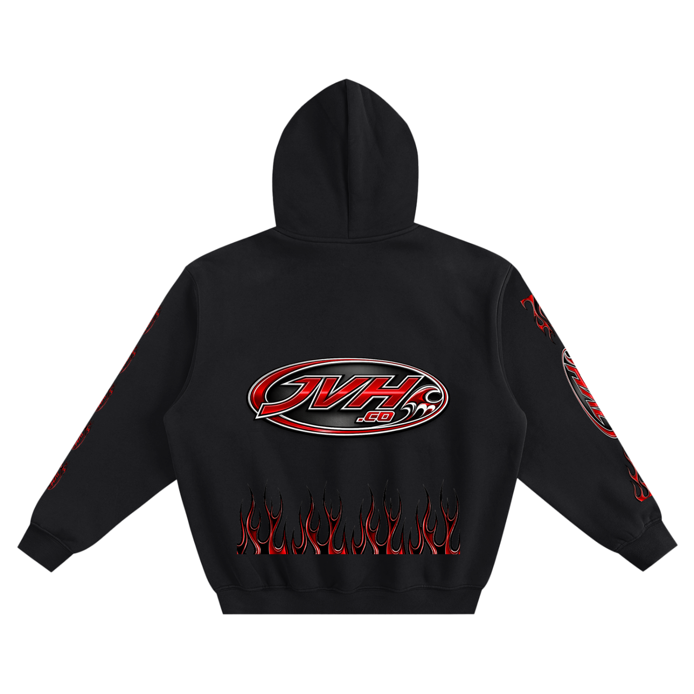 JVH.CO EXTREME FLAME LOGO Fleeced Boxy Hoodie