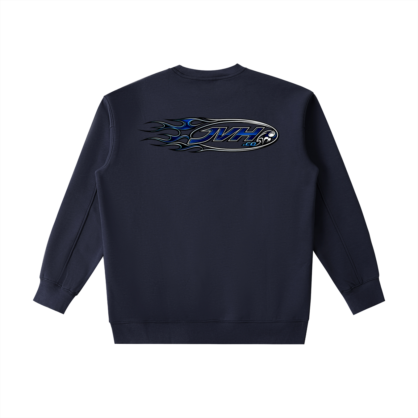 JVH.CO FLAME LOGO Essential Heavyweight Crewneck Sweatshirt (BLUE)