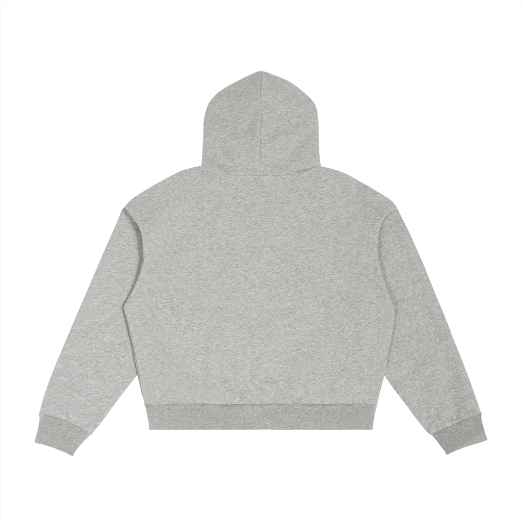 JVH.CO Contrast Plaid Boxy Zip Hoodie (GREY, BLUE)