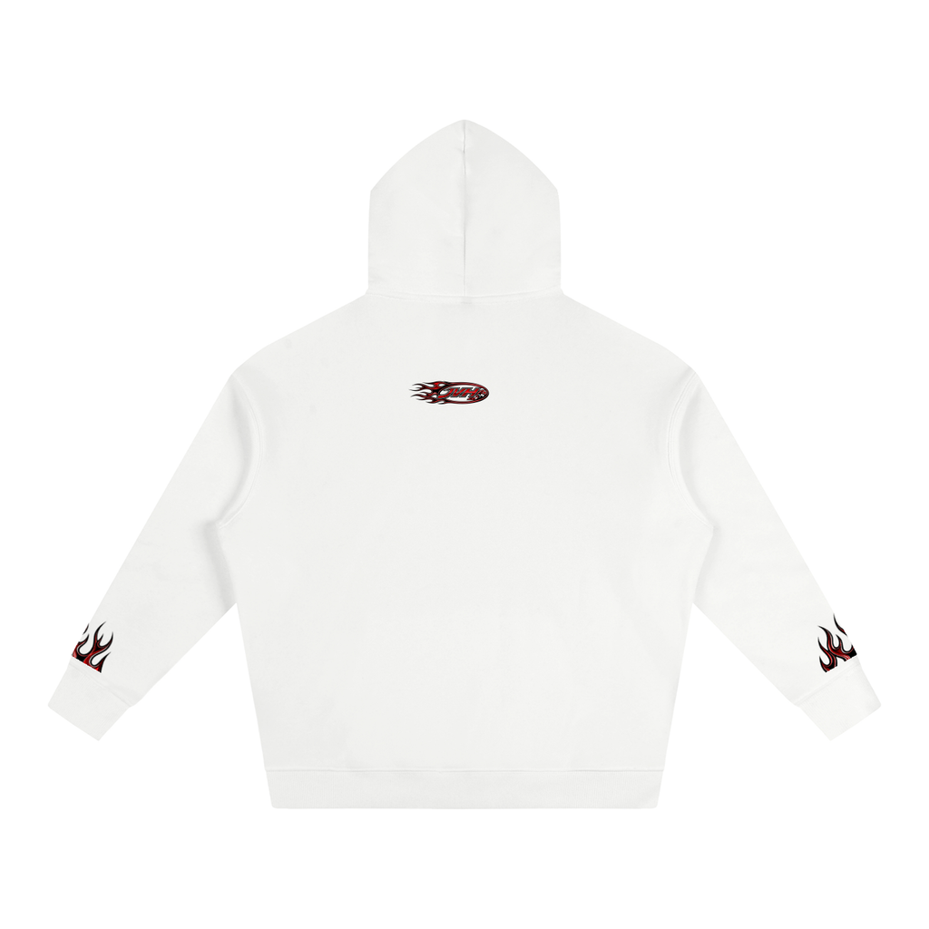 JVH.CO Oversize Fleeced Flame Logo Hoodie (RED PRINT)