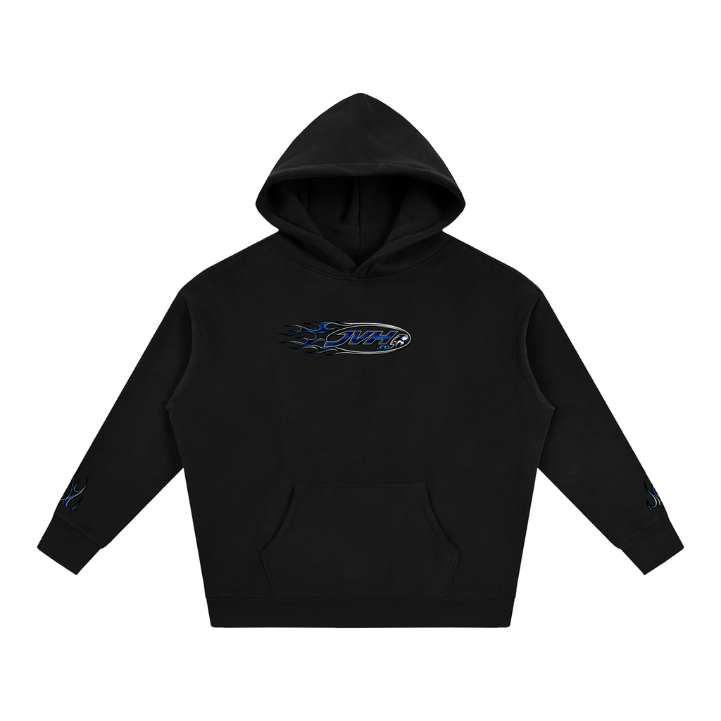 JVH.CO Oversize Fleeced Flame Logo Hoodie (BLUE)