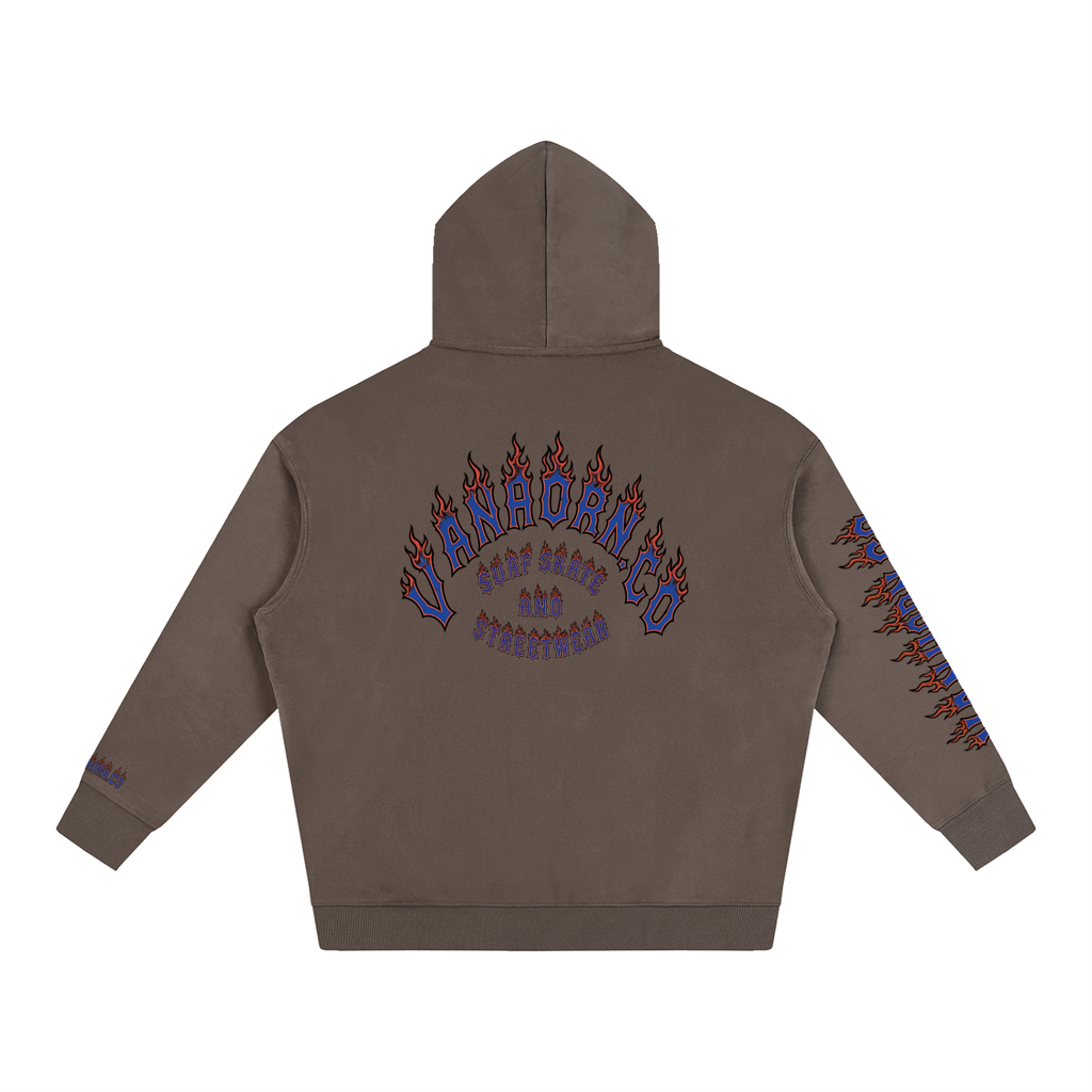 JVH.CO Oversize Fleeced Beach Flames Hoodie