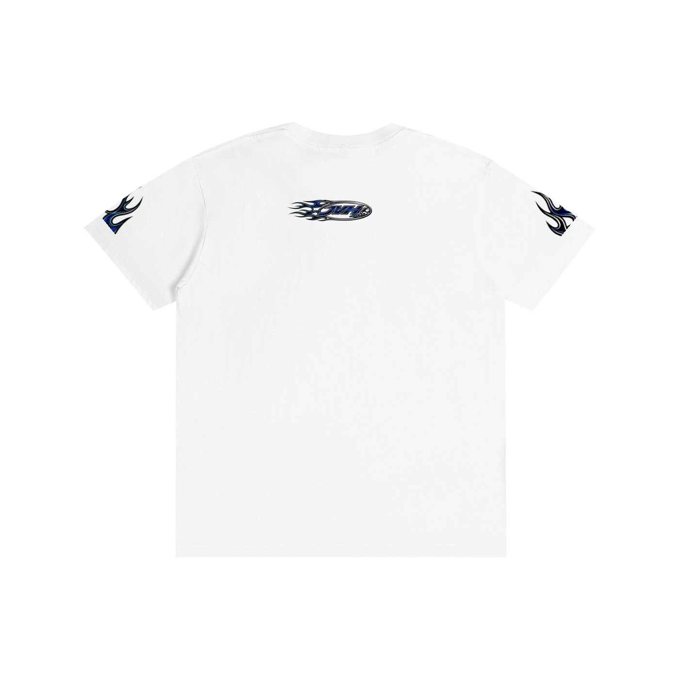 JVH.CO Flame logo fire sleeves Pure Cotton Unisex T-Shirt (Blue)