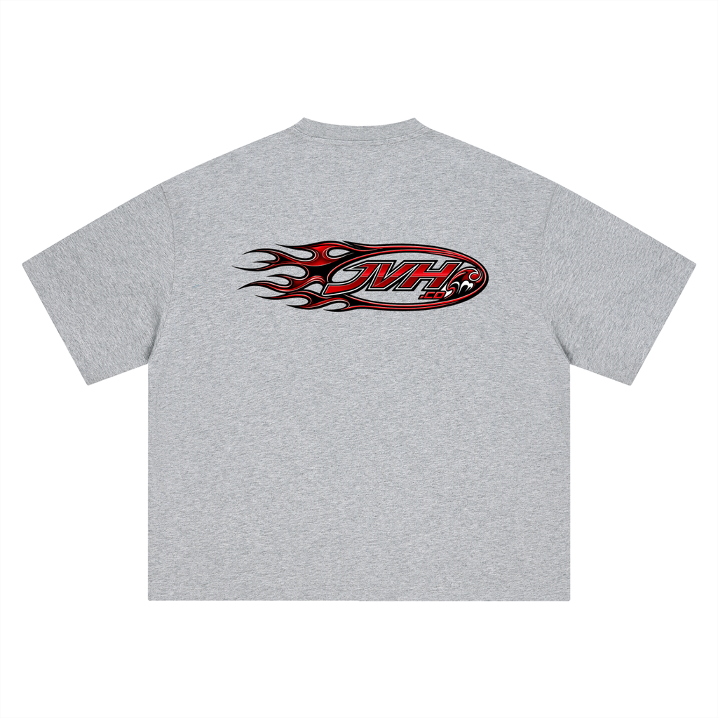 JVH.CO Boxy Oversized Flame Logo T-Shirt (RED)