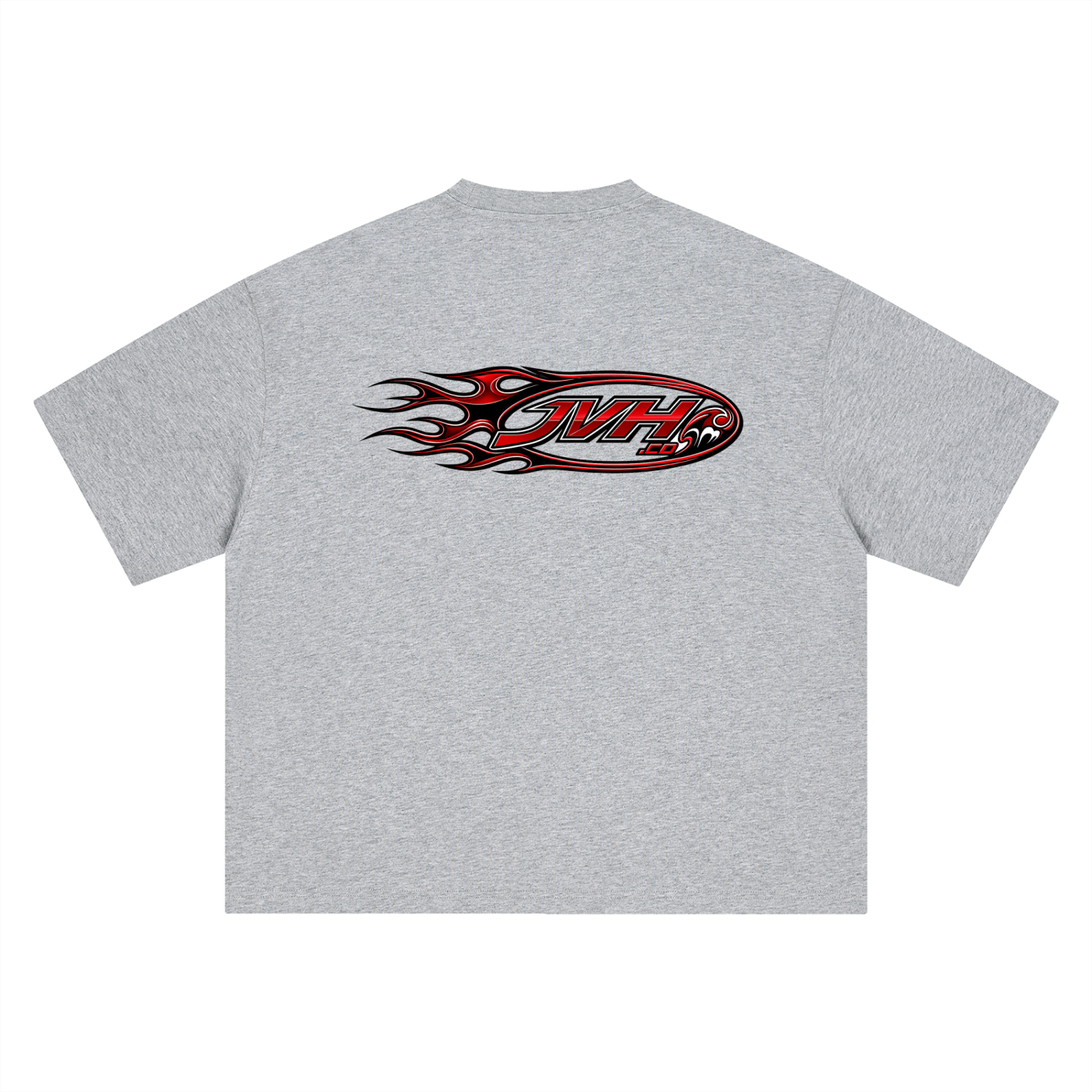 JVH.CO Boxy Oversized Flame Logo T-Shirt (RED)