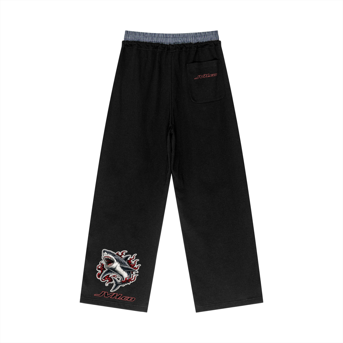 JVH.CO SHARK SERIES Plaid Contrast Waist Pants