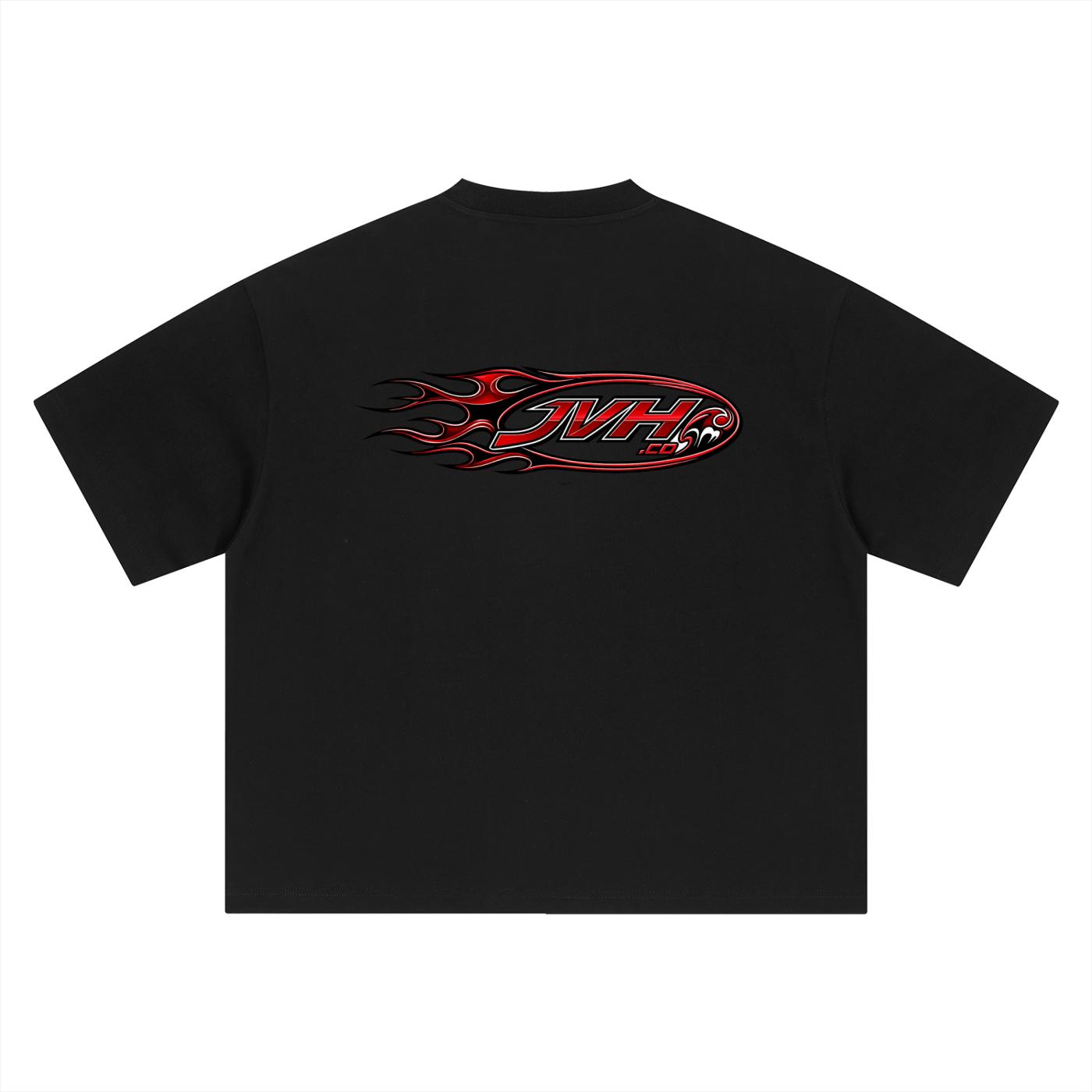 JVH.CO Boxy Oversized Flame Logo T-Shirt (RED)